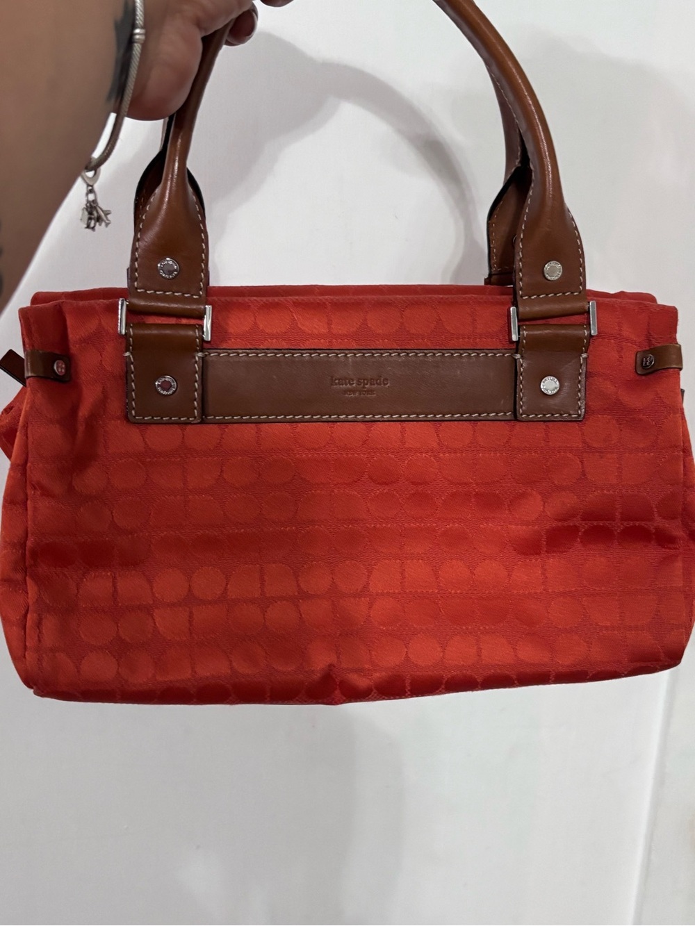 kate spade Orange Tote with Brown Leather Handles